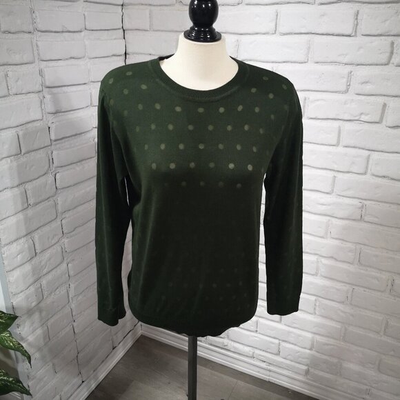 Karl Lagerfeld Paris Ladies Size Large Green Lightweight Round Neck Sweater - Picture 1 of 9
